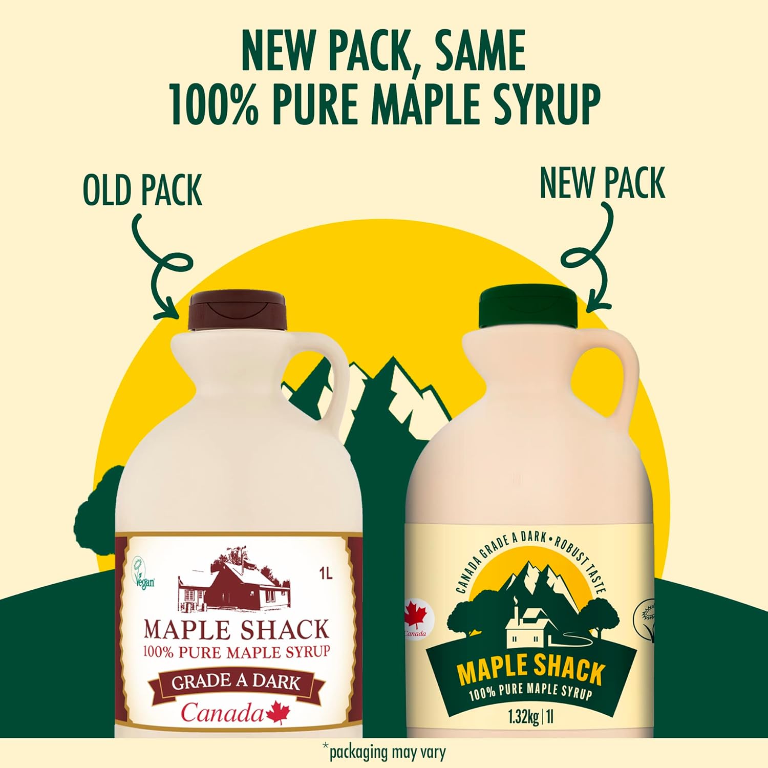 Maple Shack 100% Pure Canadian Maple Syrup 1l - Grade A, Dark Maple Syrup with Caramel Taste - Ideal for Pancakes, Waffles and Baking - 1.32kg-1