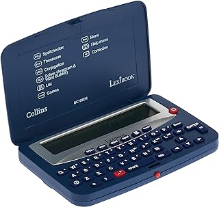 Lexibook DC753EN Electronic Pocket Spellchecker, Thesaurus, Crossword, Conjugation, Anagram Solver, Words Games, with Battery, Blue/White