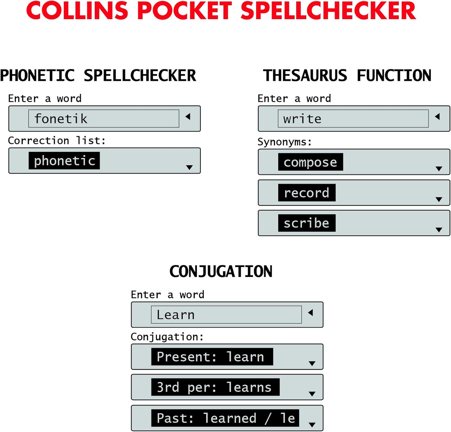 Lexibook DC753EN Electronic Pocket Spellchecker, Thesaurus, Crossword, Conjugation, Anagram Solver, Words Games, with Battery, Blue/White-4