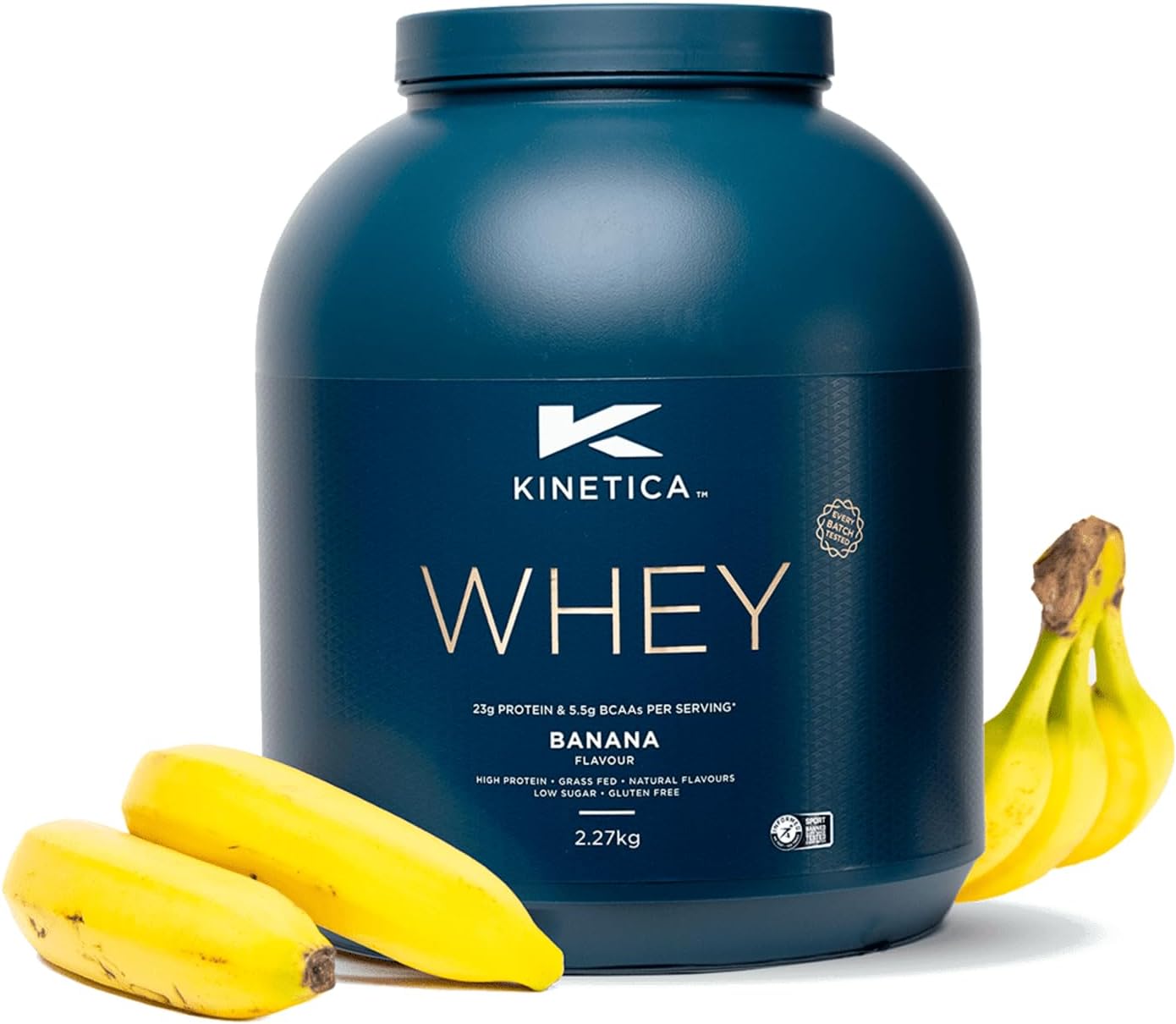 Kinetica Banana Whey Protein Powder | 2.27kg | 23g Protein per Serving | 75 Servings | Sourced from EU Grass-Fed Cows | Superior Mixability & Taste-0