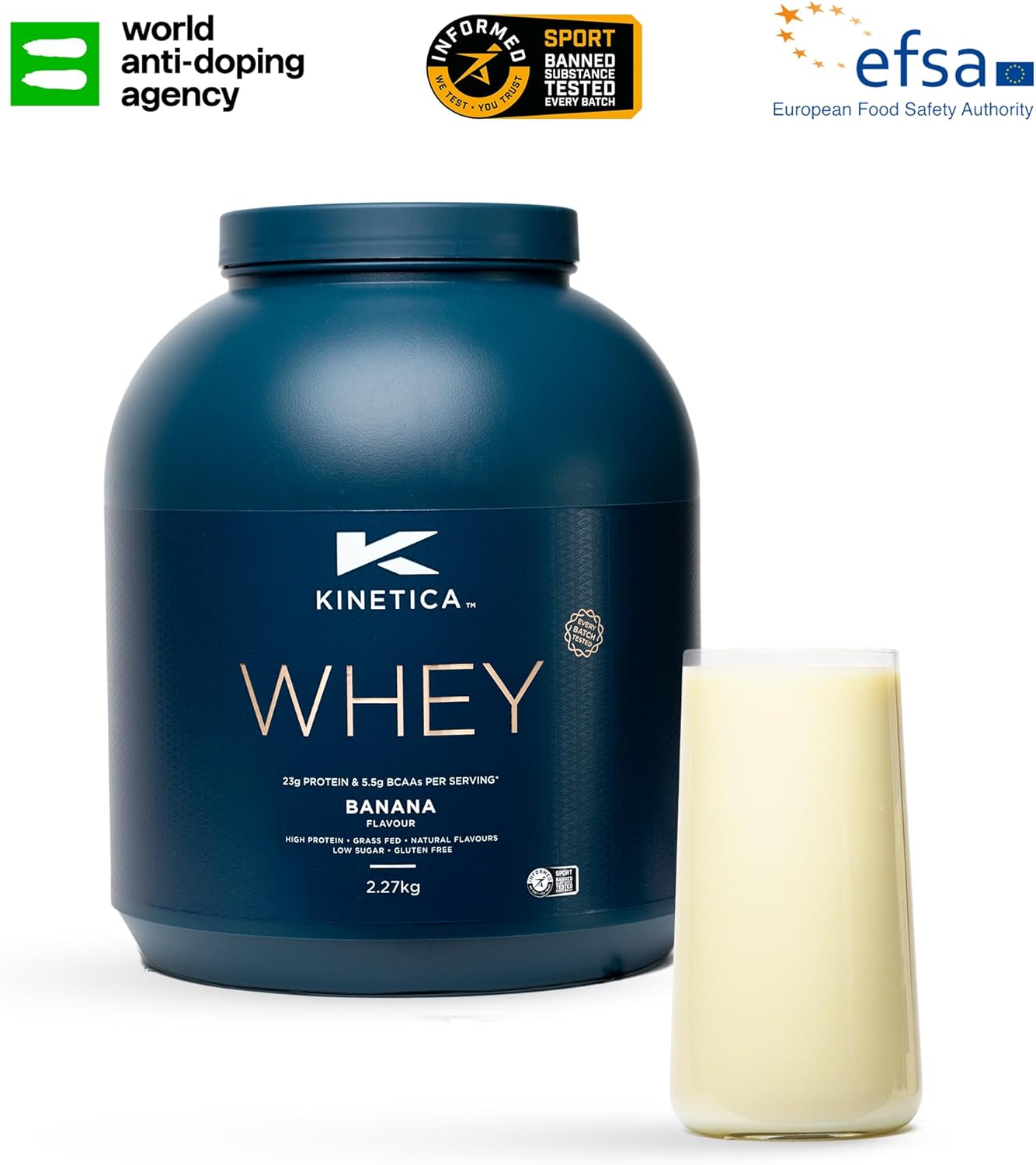 Kinetica Banana Whey Protein Powder | 2.27kg | 23g Protein per Serving | 75 Servings | Sourced from EU Grass-Fed Cows | Superior Mixability & Taste-4