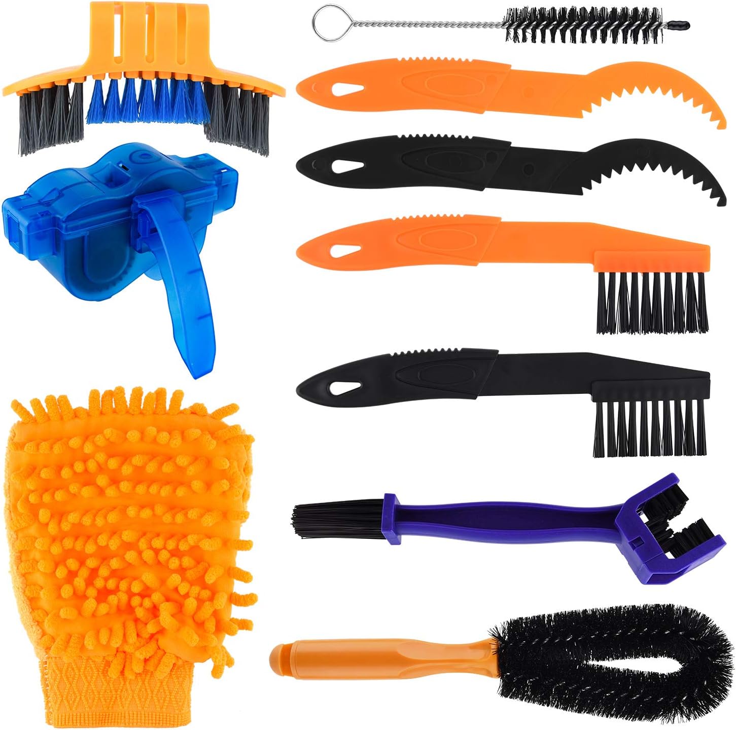 Peaken Bike Cleaning Kits,10pcs Bicycle Cleaner Brushes Tool Kit for Bike Chain, Tire, Sprocket, Cycling Corner Stain Dirt Clean, Fits for All Bikes-0