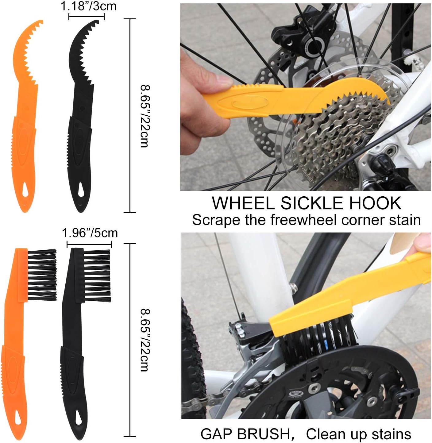 Peaken Bike Cleaning Kits,10pcs Bicycle Cleaner Brushes Tool Kit for Bike Chain, Tire, Sprocket, Cycling Corner Stain Dirt Clean, Fits for All Bikes-3