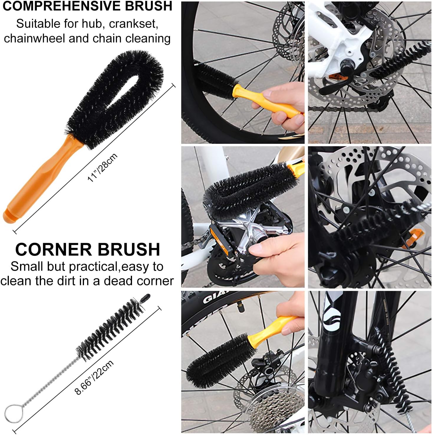 Peaken Bike Cleaning Kits,10pcs Bicycle Cleaner Brushes Tool Kit for Bike Chain, Tire, Sprocket, Cycling Corner Stain Dirt Clean, Fits for All Bikes-5