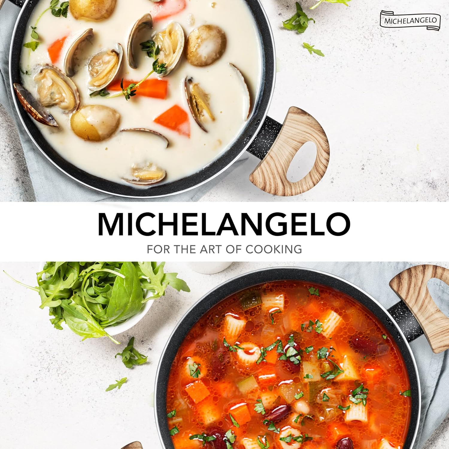 MICHELANGELO 24cm Stock Pot with Lid, 5L Cooking Pot Nonstick Soup Pot with Lid, Induction Pot for Cooking, 5L Pot with Lid, Nonstick Pot for Kitchen, Soup Pot with Bakelite Handle, 24cm Pot-6