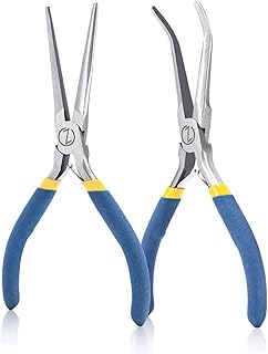 WISEPRO 6 Inch Mini Needle Nose Pliers with Comfort Grip Handles, 45° Angled and Straight Long Nose Pliers, 2 Pliers Set for Handmade Craft, Jewelry Making, Bending Wire and Small Object Gripping