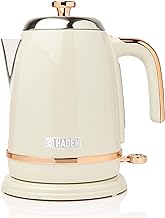 Haden Salcombe Cream Kettle - 1.7L, Rapid Boil, Auto Shut-off, Cordless Base - Lightweight Stainless Steel Electric Kettle, BPA Free - Easy To Use - Easy Pour Spout​