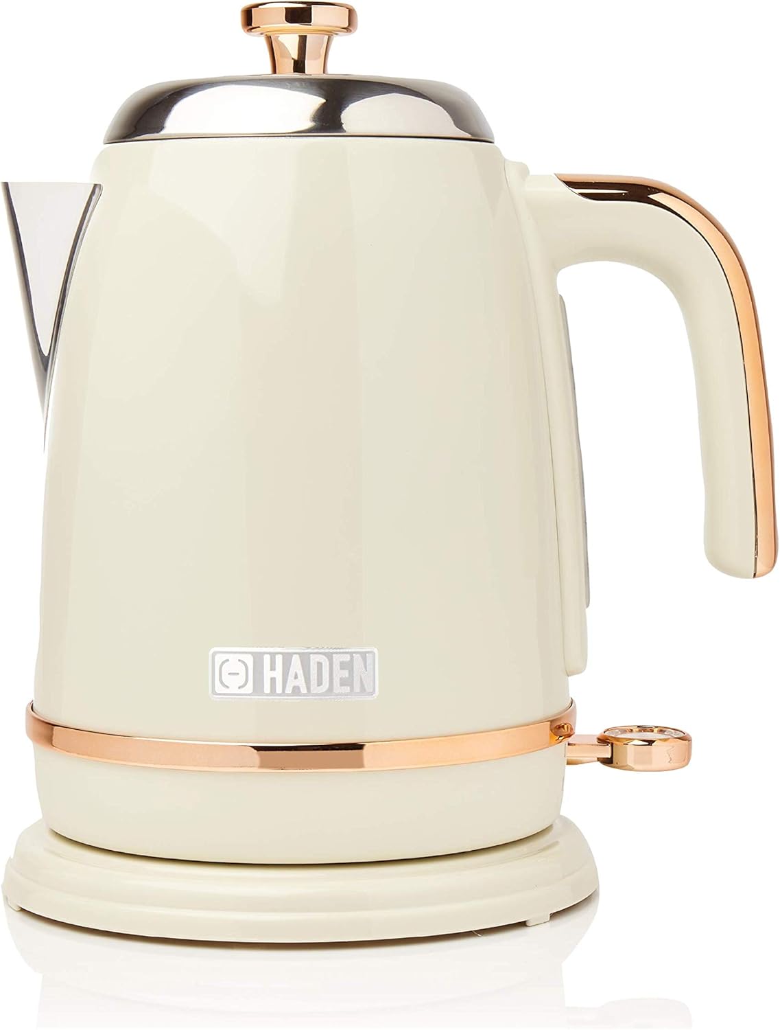 Haden Salcombe Cream Kettle - 1.7L, Rapid Boil, Auto Shut-off, Cordless Base - Lightweight Stainless Steel Electric Kettle, BPA Free - Easy To Use - Easy Pour Spout​-0