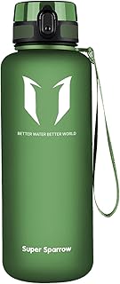 Super Sparrow Sports Water Bottle - 1.5L - Non-Toxic BPA Free & Eco-Friendly Tritan Co-Polyester Plastic - Fast Water Flow, Flip Top, Opens With 1-Click