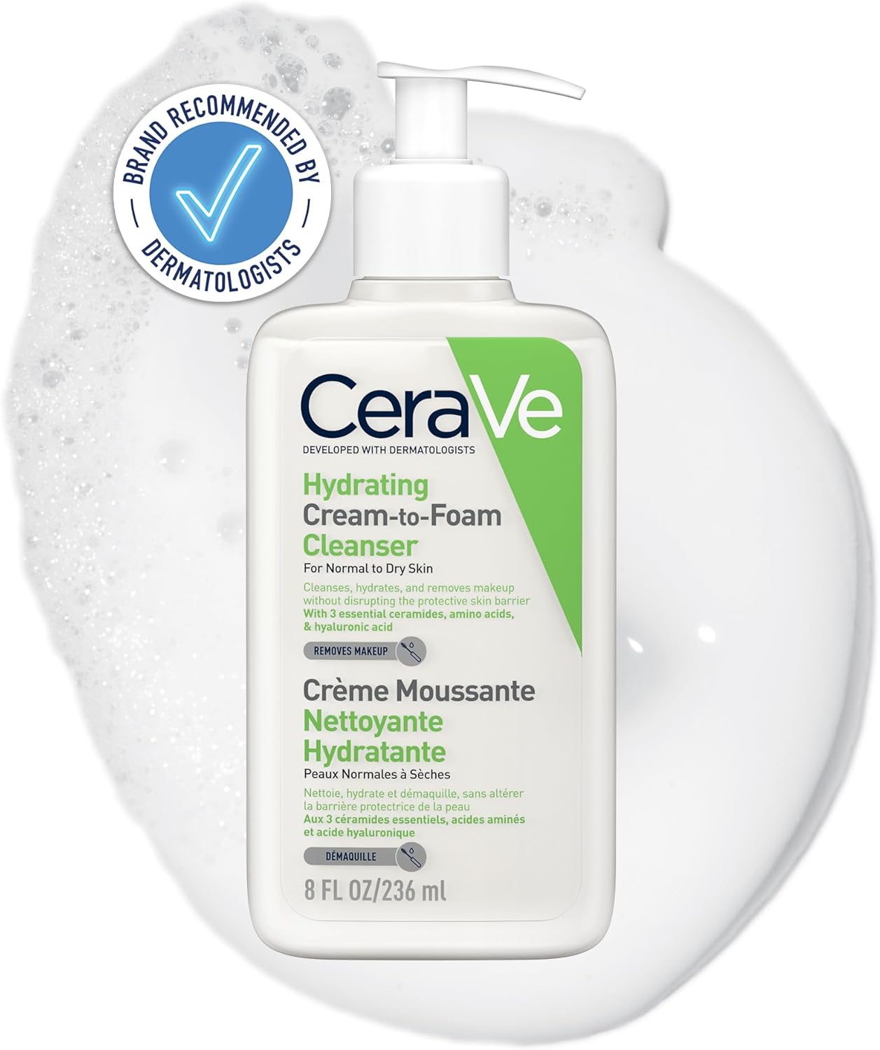 CeraVe Cream-to-Foam Cleanser with Amino Acids for Normal to Dry Skin 236ml-0