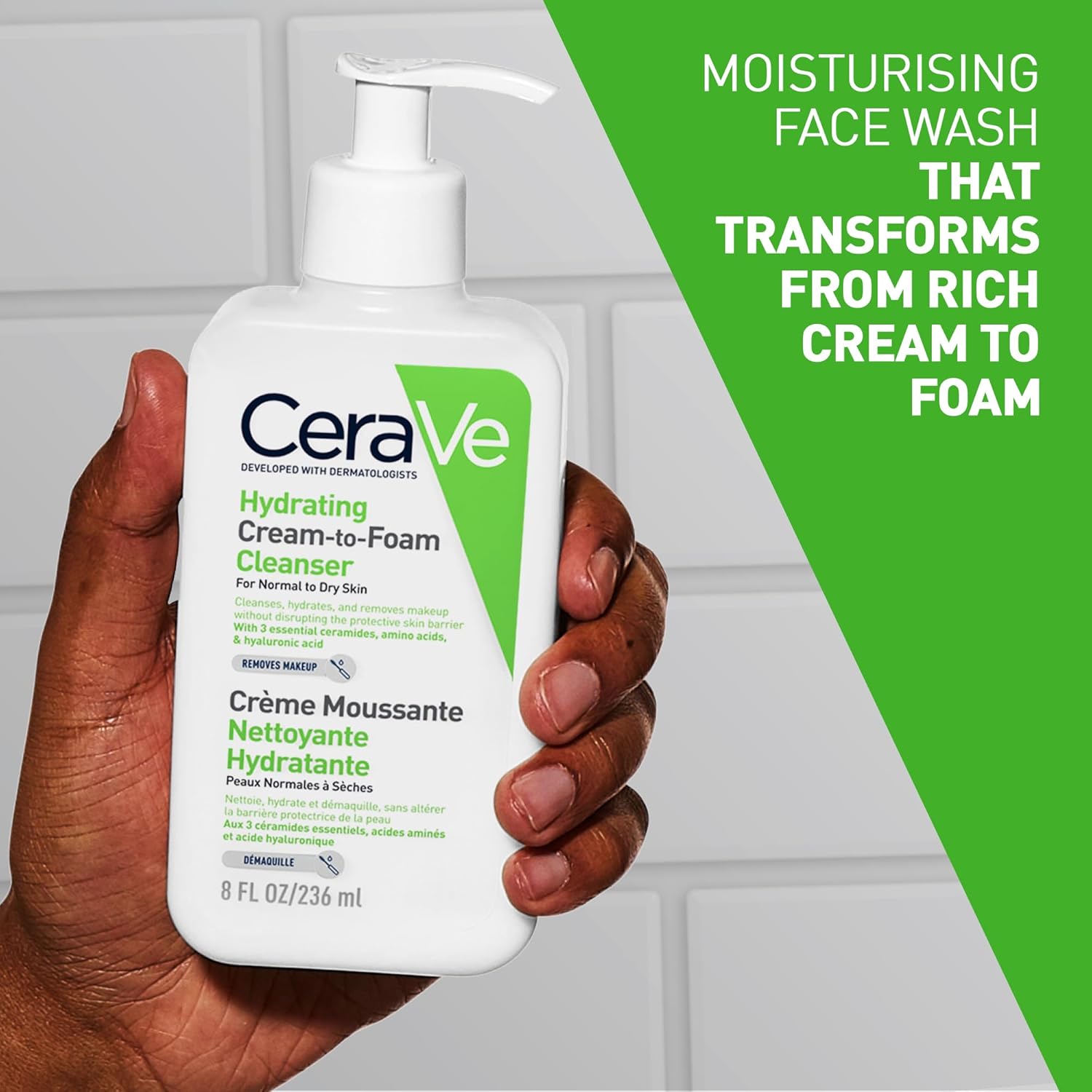 CeraVe Cream-to-Foam Cleanser with Amino Acids for Normal to Dry Skin 236ml-2