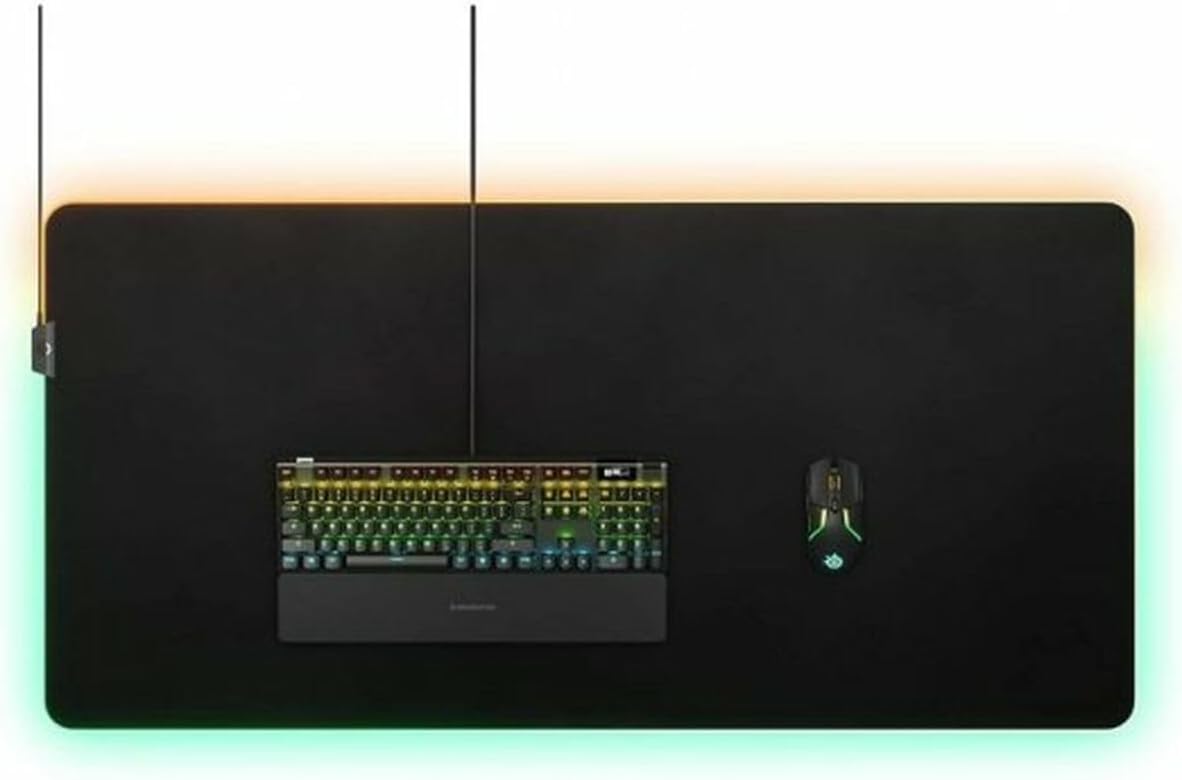 SteelSeries QcK 3XL Prism - 2-zone RGB Illumination - Optimized For Gaming Sensors - Size 3XL (1220 x 590 x 6mm) - Black + RGB-5