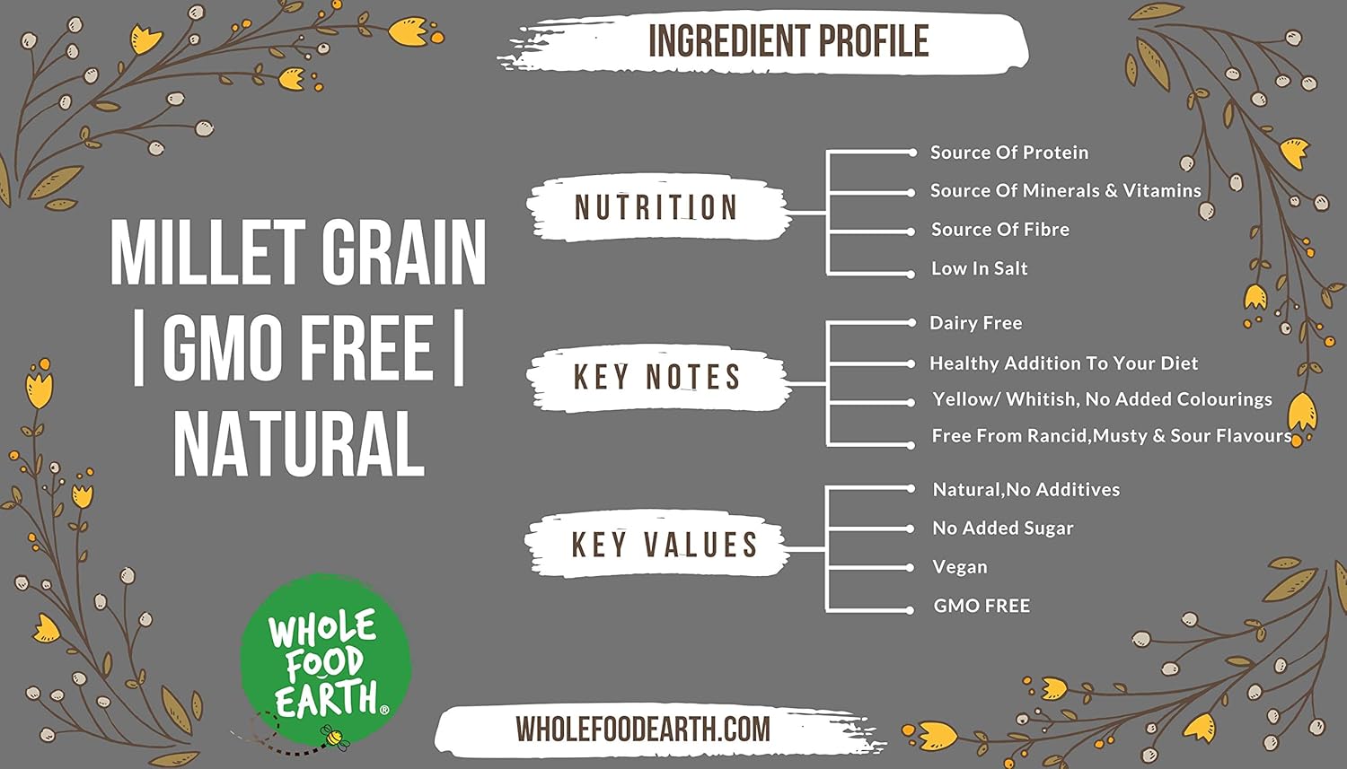 Wholefood Earth Millet Grain 500 g | GMO Free | Natural | High Fibre-3