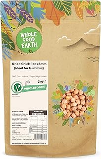 Wholefood Earth Dried Chick Peas 8mm (Ideal for Hummus) 2kg | GMO Free | Natural | Vegan | High Protein