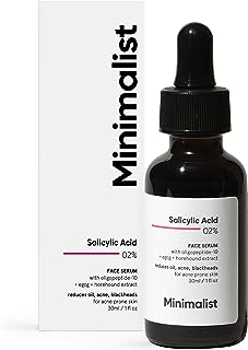 Minimalist 2% Salicylic Acid Serum For Acne, Blackheads & Open Pores | Reduces Excess Oil & Bumpy Texture | BHA Based Exfoliant for Acne Prone or Oily Skin, Transparent, 30 ml (Pack of 1)