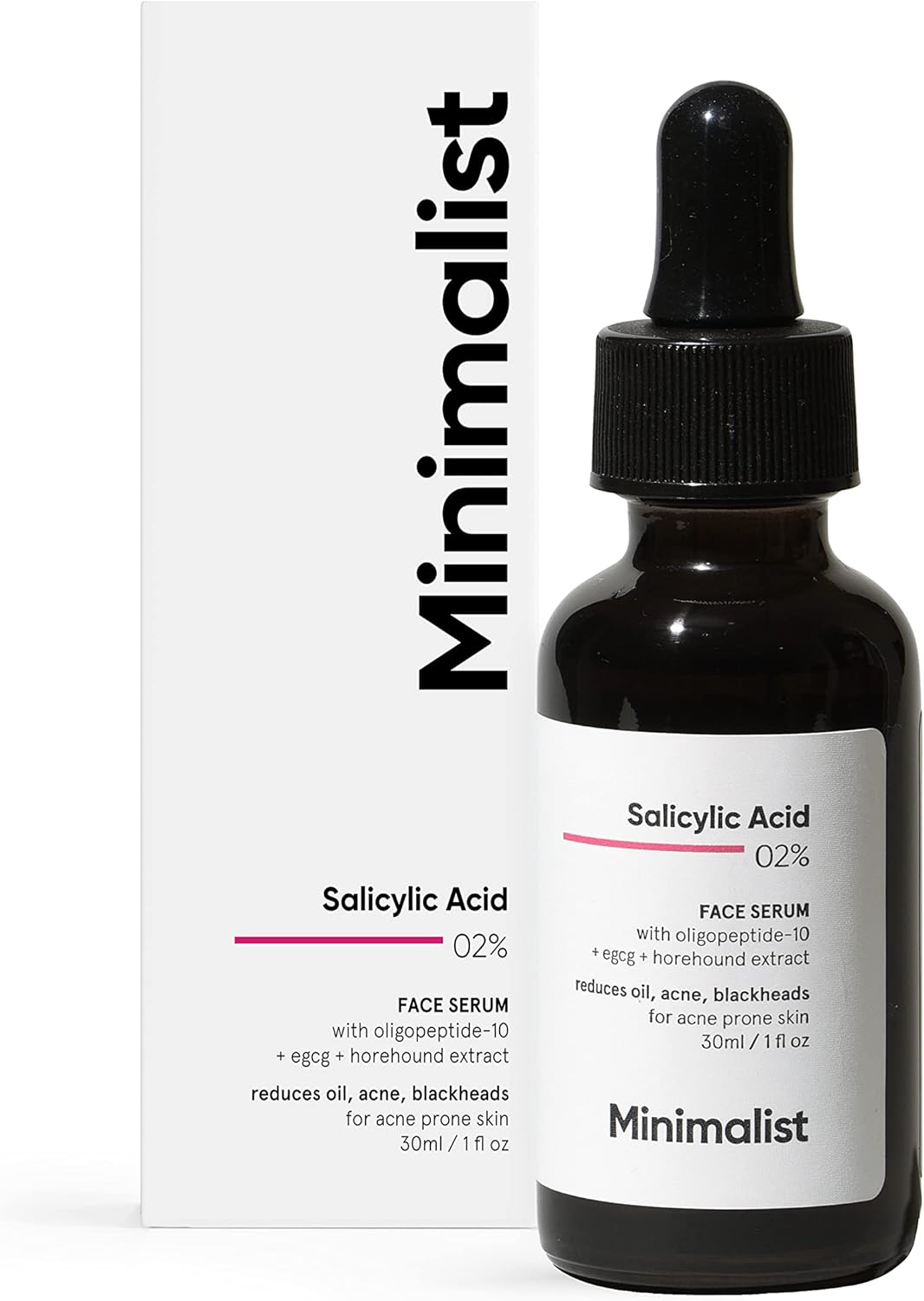 Minimalist 2% Salicylic Acid Serum For Acne, Blackheads & Open Pores | Reduces Excess Oil & Bumpy Texture | BHA Based Exfoliant for Acne Prone or Oily Skin, Transparent, 30 ml (Pack of 1)-0