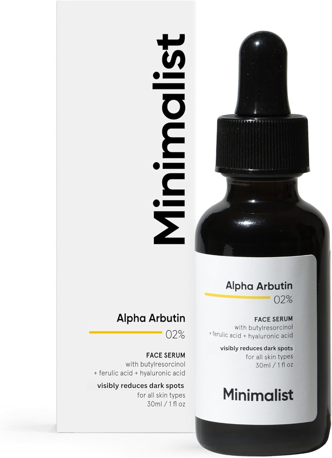 Minimalist 2% Alpha Arbutin Serum for Pigmentation & Dark Spots Removal | Antipigmentation Face Serum For Men & Women with Hyaluronic Acid to Remove Blemishes, Acne Marks & Tanning, Transparent, 30 ml-0