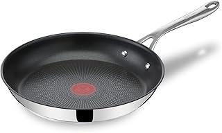 Tefal Jamie Oliver Cook's Direct Frying Pan 28cm Non-Stick Stainless Steel, Heat Indicator, Riveted Safe-Grip Handle, Induction Hob Compatible, E3040644