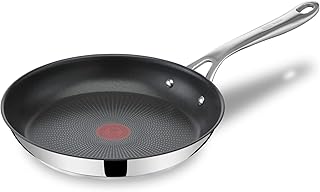 Tefal Jamie Oliver Cook's Direct Stainless Steel Frying Pan, 24 cm, Non-Stick Coating, Heat Indicator, Riveted Safe-Grip Handle, Induction Hob Compatible, E3040444