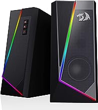 Redragon GS520 Anvil RGB Desktop Speakers, 2.0 Channel PC Computer Stereo Speaker with 6 Colorful LED Modes, Enhanced Bass and Easy-Access Volume Control, USB Powered w/ 3.5mm Cable