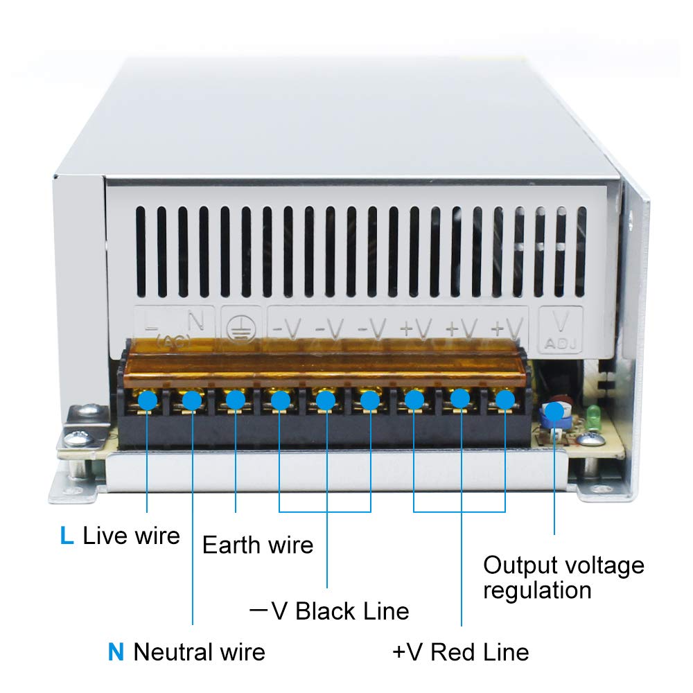 inShareplus 24V 20.85A 500W, DC Universal Regulated Switching Power Supply, 110/220V AC to DC 24 Volt LED Driver, Converter, Transformer for LED Strip Light, CCTV, Computer Project, 3D Printer-4