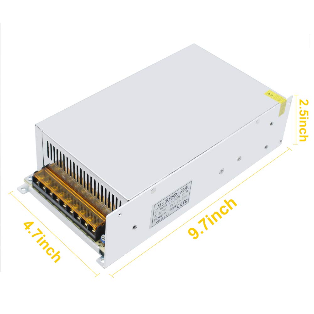 inShareplus 24V 20.85A 500W, DC Universal Regulated Switching Power Supply, 110/220V AC to DC 24 Volt LED Driver, Converter, Transformer for LED Strip Light, CCTV, Computer Project, 3D Printer-5