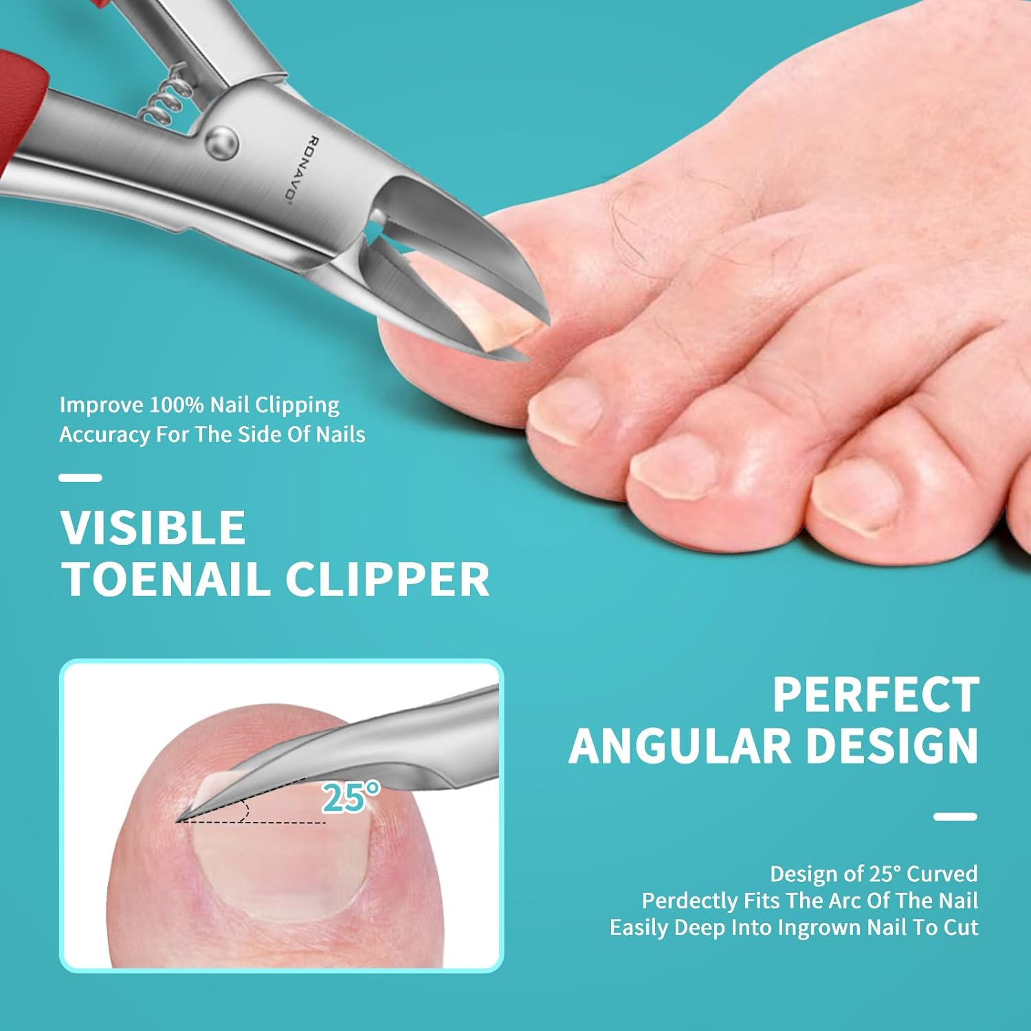 Podiatrist Toenail Clippers, Professional Thick & Ingrown Toe Nail Clippers for Men & Seniors, Pedicure Clippers Toenail Cutters, Super Sharp Curved Blade Grooming Tool-3