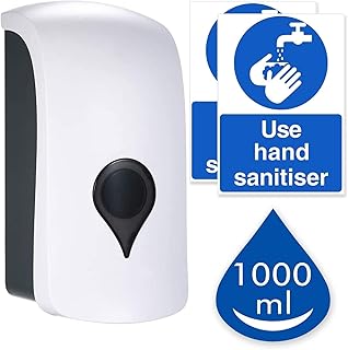 1000ml Wall Mounted Soap Dispenser, Manual Shower Gel Liquid Shampoo Sanitizer Dispenser Holder for Business, Hotel, Office, Home, Healthcare Facilities, With 2 Pcs USE HAND SANITISER Sign Sticker