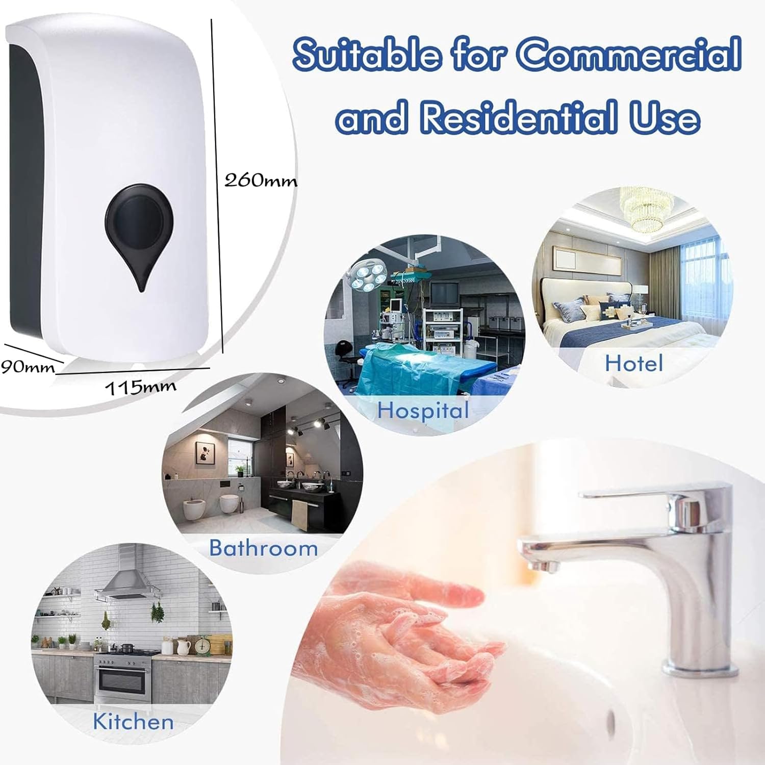 1000ml Wall Mounted Soap Dispenser, Manual Shower Gel Liquid Shampoo Sanitizer Dispenser Holder for Business, Hotel, Office, Home, Healthcare Facilities, With 2 Pcs USE HAND SANITISER Sign Sticker-1