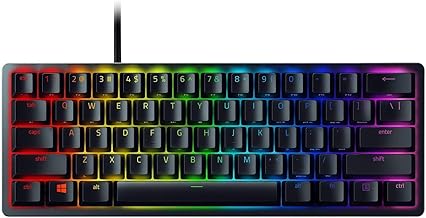 Razer Huntsman Mini (Red Switch) - 60% Compact Gaming Keyboard (Linear Optical-Mechanical Switches, Doubleshot PBT Keycaps, Detachable USB-C Cable) UK Layout | Black