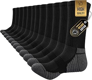 TANSTC Mens Socks Wicking Breathable Cushion Comfortable Casual Crew Socks Outdoor Multipack Performance Hiking Trekking Walking Athletic Socks 5/6 Pairs