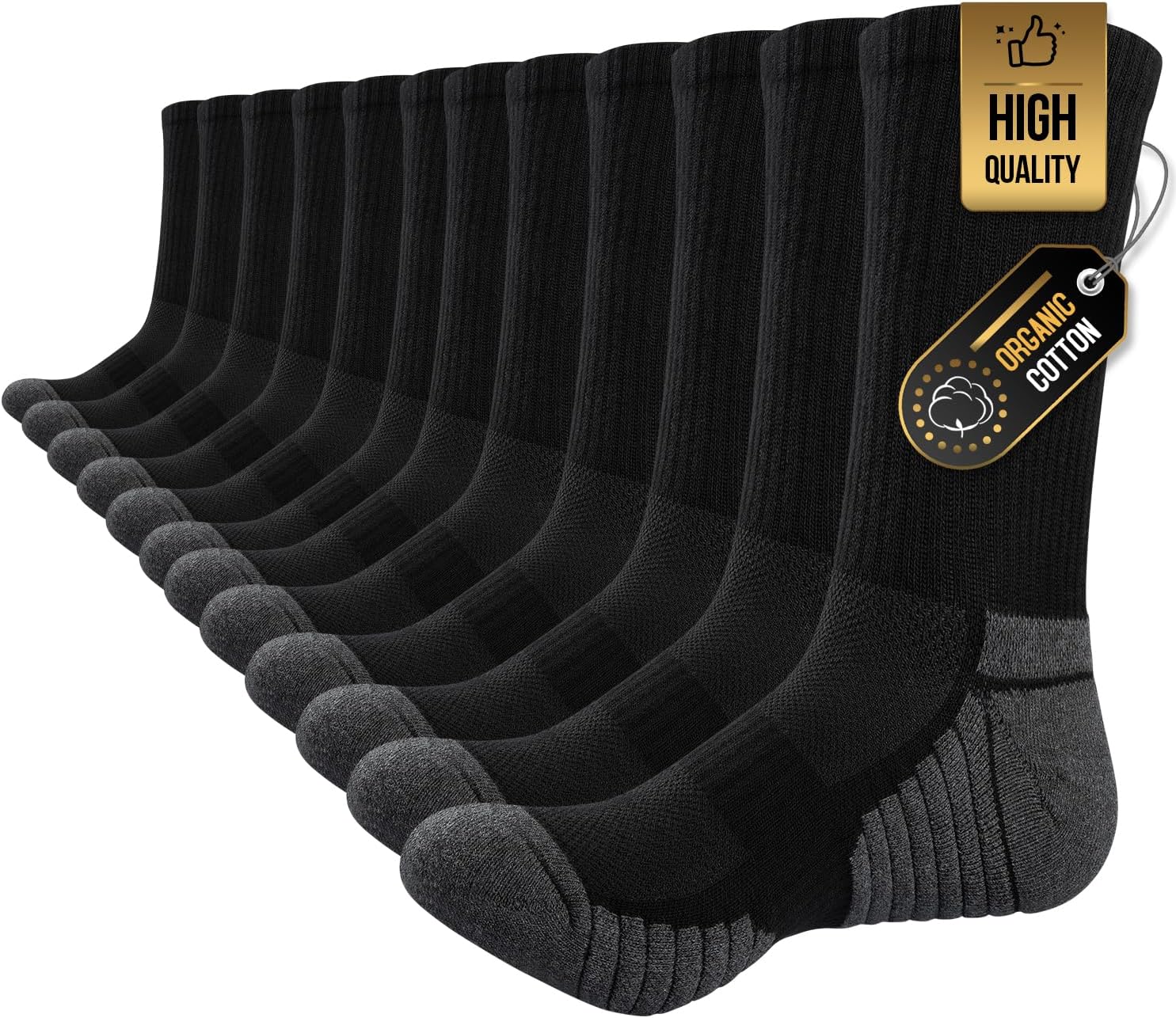 TANSTC Mens Socks Wicking Breathable Cushion Comfortable Casual Crew Socks Outdoor Multipack Performance Hiking Trekking Walking Athletic Socks 5/6 Pairs-0