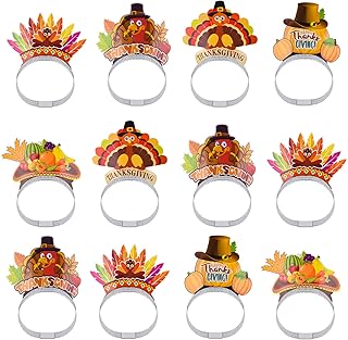 ASTARON 12 Pieces Thanksgiving Headbands for Thanksgiving Decorations, Thanksgiving Turkey Headbands for Thanksgiving Dinner Decor Thanksgiving Party Supplies