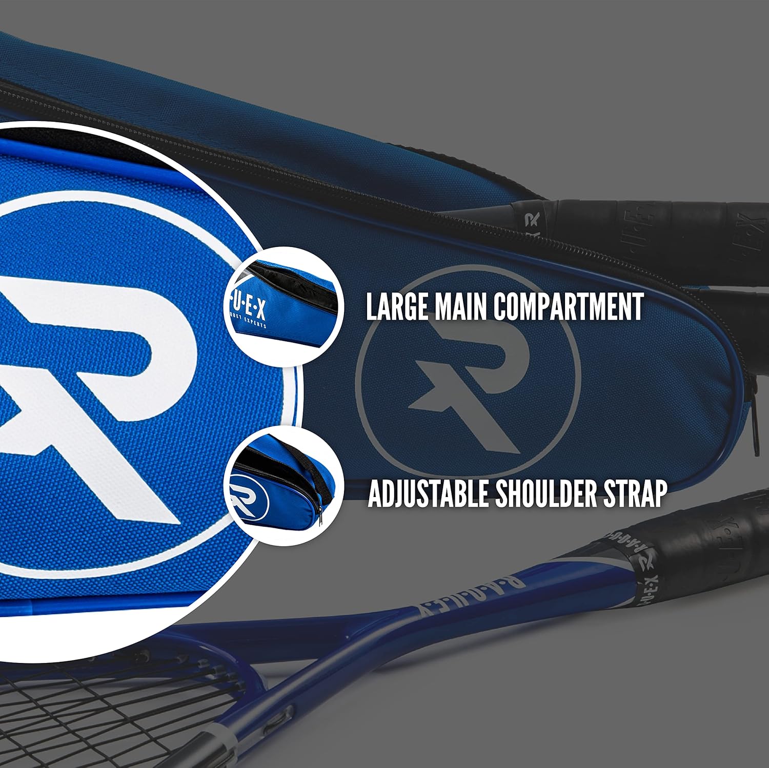 Raquex Racket Bag - for 1, 2 or 3 Squash or Badminton Racquets - Great British Design-1