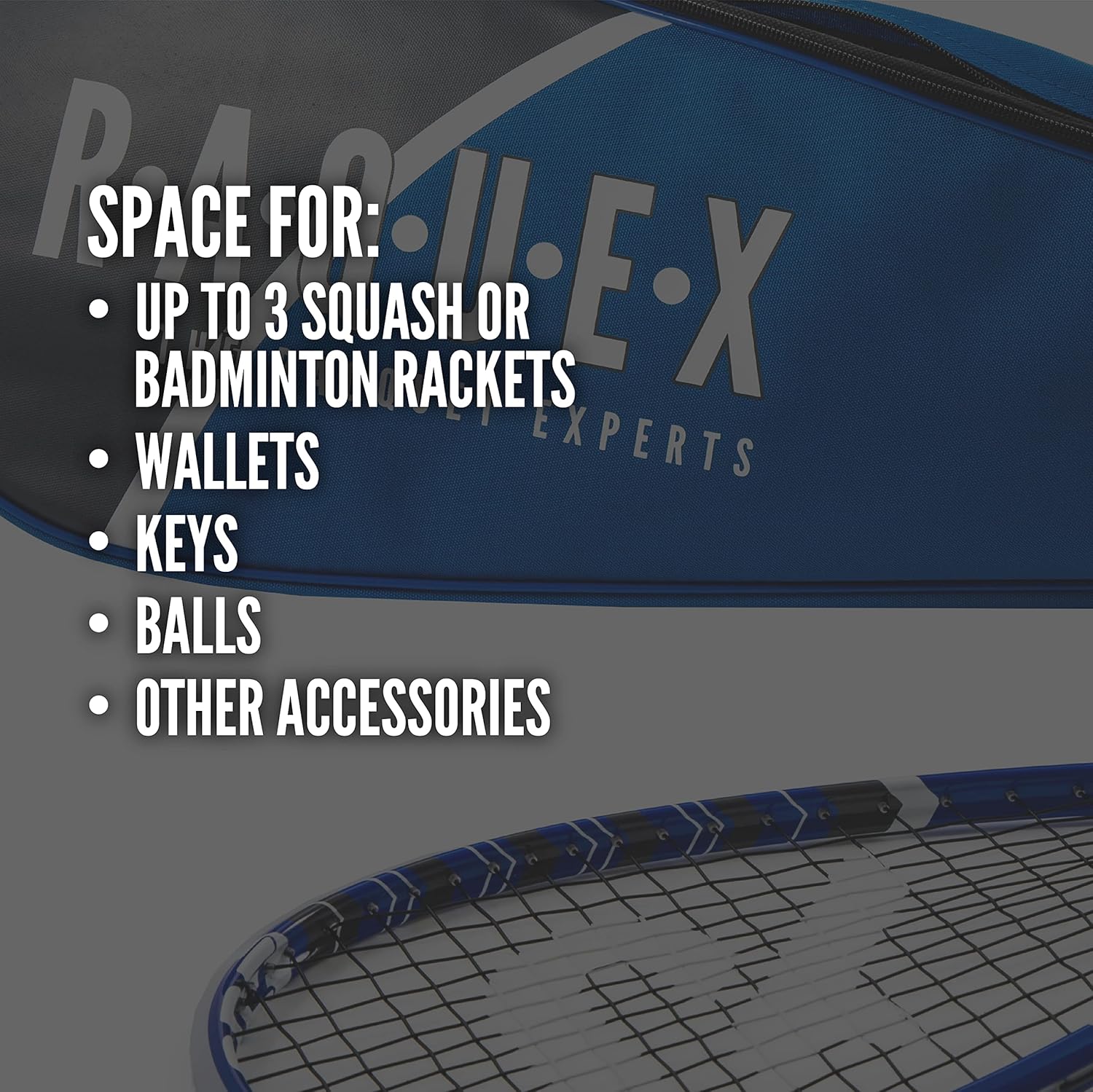 Raquex Racket Bag - for 1, 2 or 3 Squash or Badminton Racquets - Great British Design-2