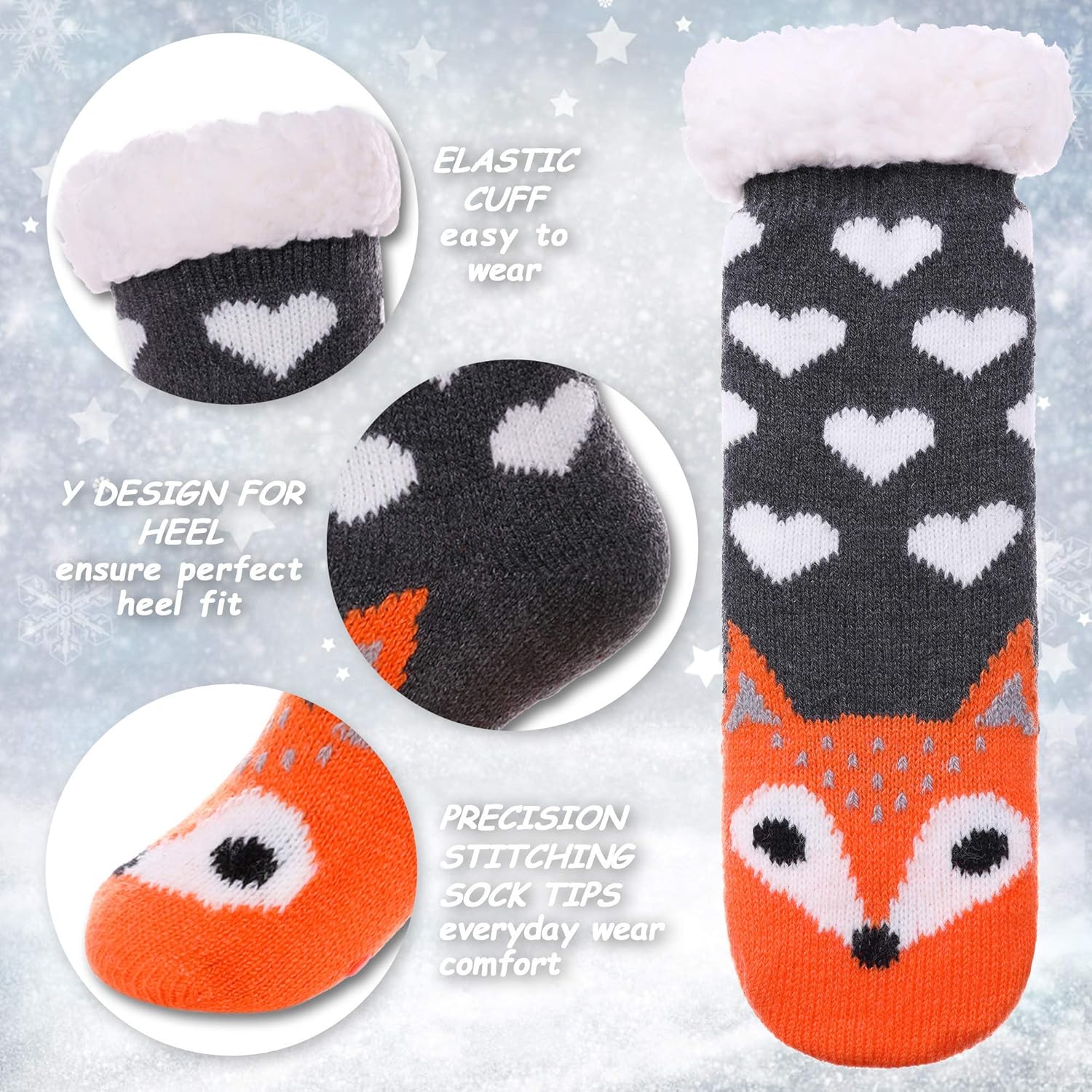 HapiLeap Kids FluffySocks Boy Girl Cute Animal Socks Soft Fuzzy Warm Thick Fleece lined Christmas Stockings Child Toddler Winter Socks-1