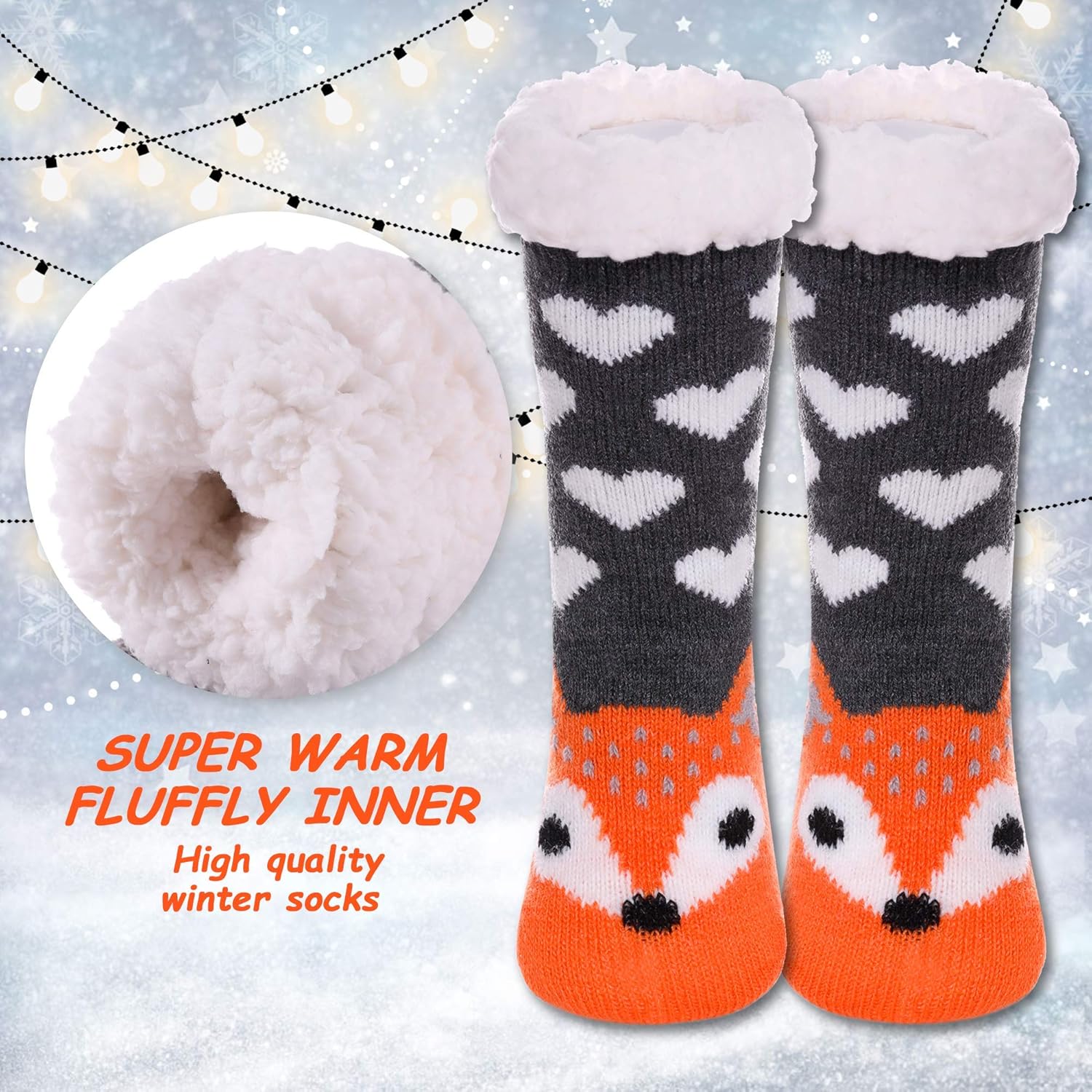 HapiLeap Kids FluffySocks Boy Girl Cute Animal Socks Soft Fuzzy Warm Thick Fleece lined Christmas Stockings Child Toddler Winter Socks-2