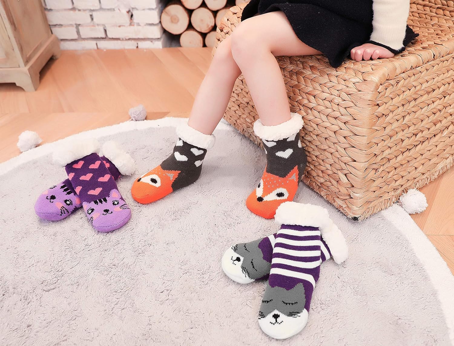 HapiLeap Kids FluffySocks Boy Girl Cute Animal Socks Soft Fuzzy Warm Thick Fleece lined Christmas Stockings Child Toddler Winter Socks-6