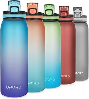 Opard Sports Water Bottle, 900ml BPA Free Non-Toxic Tritan Plastic Drinking Bottle with Leak Proof Flip Top Lid for Gym Yoga Fitness Camping