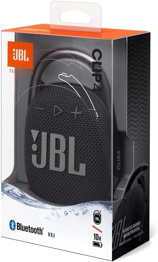 JBL Clip 4 Bluetooth Portable Speaker with Integrated Carabiner, Waterproof and Dustproof, Black-4