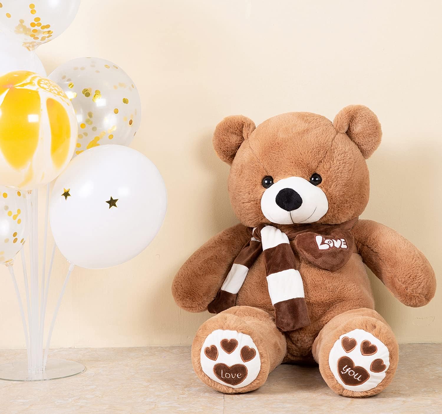 YunNasi 80cm Giant Teddy Bear XL Large Soft Stuffed Teddy Bear Plush Animal Toy, Gifts for Christmas Valentine’s Day Birthday Party,Dark Brown-4