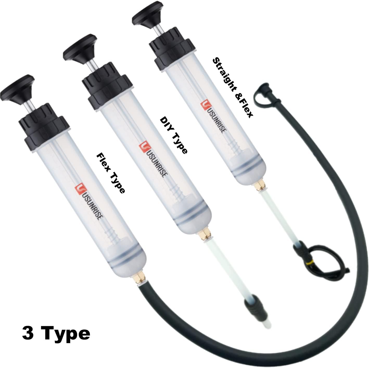 USUNRISE Oil Suction Syringe with Fluid Transfer Hose Pump Capacity -Hand Pump Fluid Change 200CC-3Type Fluid Extractor Pump-3