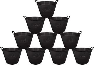 simpahome 42L 42 Litre Large Multi Purpose Flexi Tub - BLACK - Robust Flexible Storage Container Bucket - Set of 10.