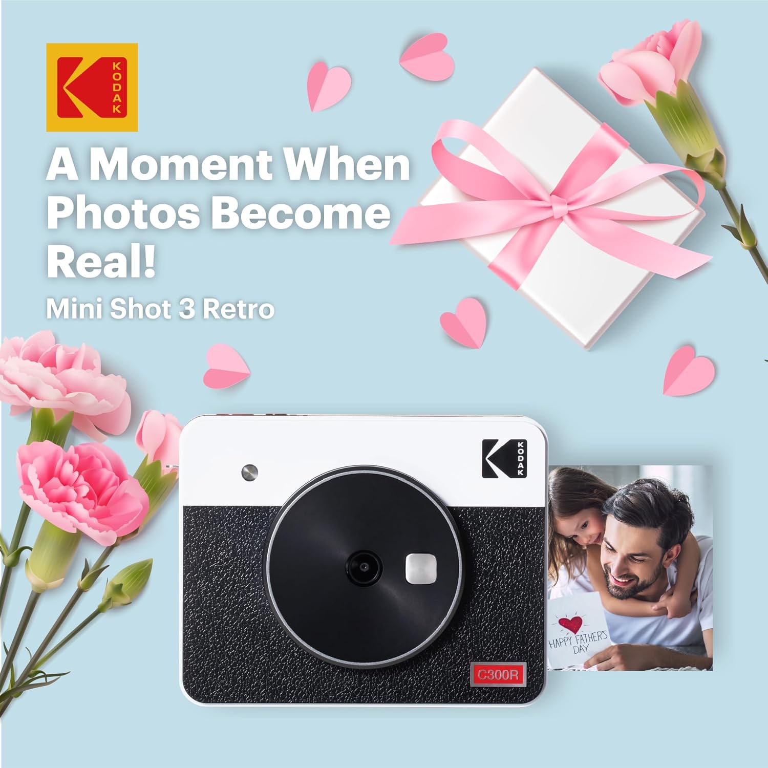 KODAK Mini Shot 3 Retro 4PASS 2-in-1 Instant Camera and Portable Photo Printer (7.6 x 7.6 cm) plus Package with 70 Sheets, White-9