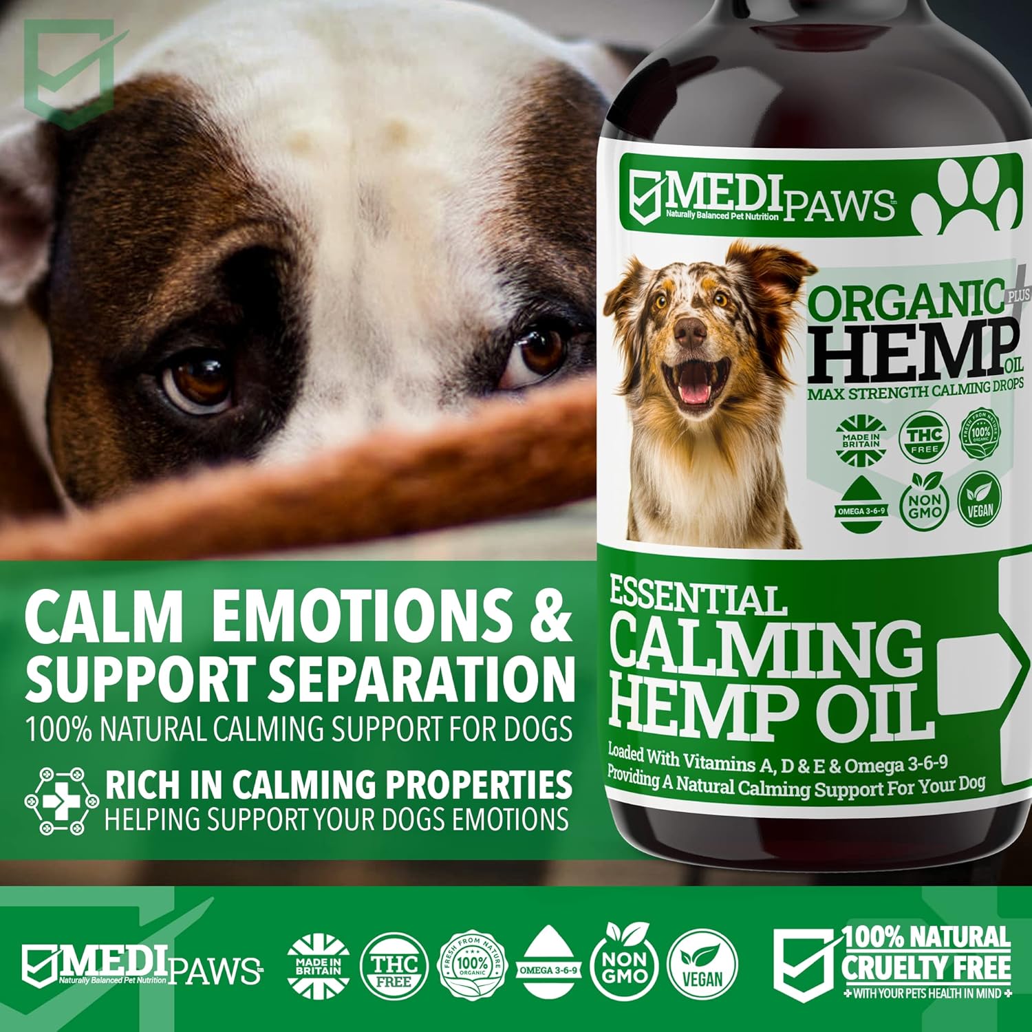 Medipaws Hemp Oil for Dogs Twin Pack (x2) | Dog Calming Organic Hemp Oil | Omega 3 6 9 | Certified High Strength 50000mg-1