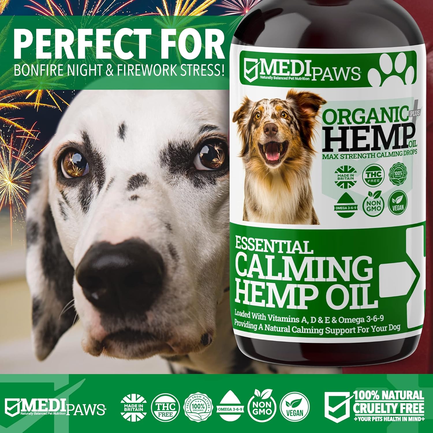 Medipaws Hemp Oil for Dogs Twin Pack (x2) | Dog Calming Organic Hemp Oil | Omega 3 6 9 | Certified High Strength 50000mg-2