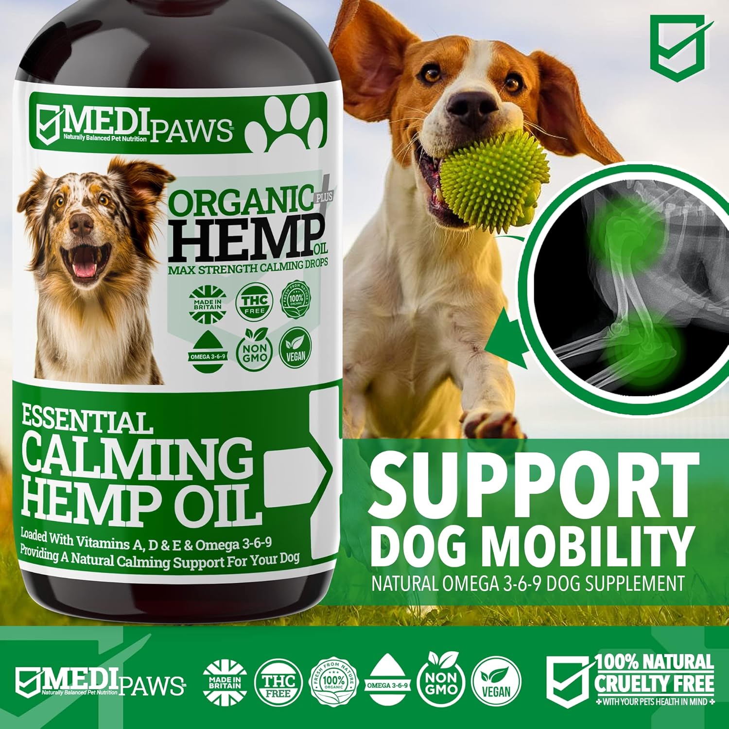 Medipaws Hemp Oil for Dogs Twin Pack (x2) | Dog Calming Organic Hemp Oil | Omega 3 6 9 | Certified High Strength 50000mg-3