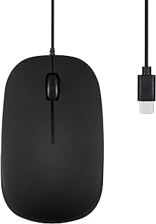 perixx PERIMICE-201C USB Type C Wired Optical Mouse with 3-Button, Scroll Wheel, 800 DPI, Black, 11703