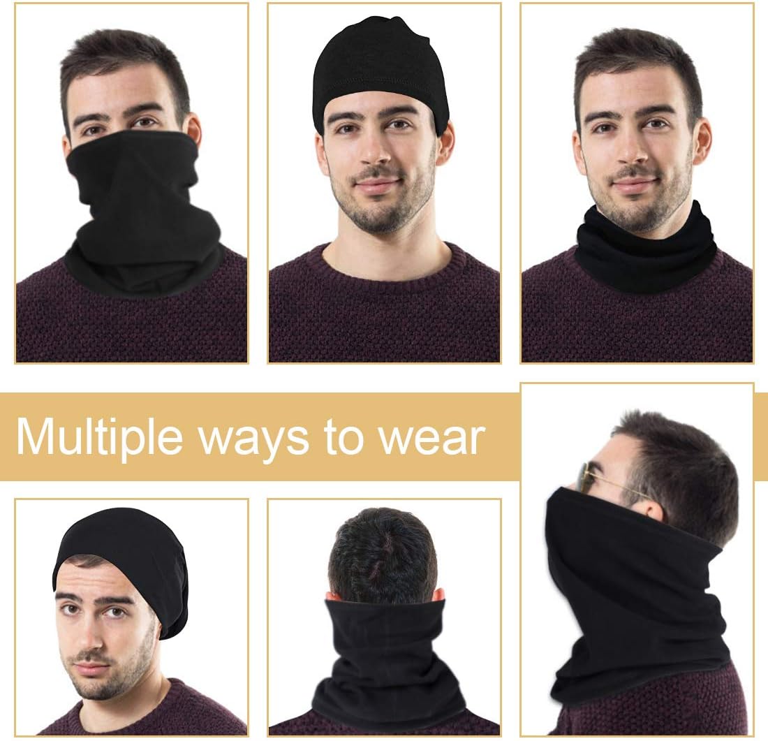 Winter Neck Warmer Fleece Windproof Neck Gaiter Snood for Men Women Cold Weather Face Scarf Headwear for Skiing Running Cycling-4