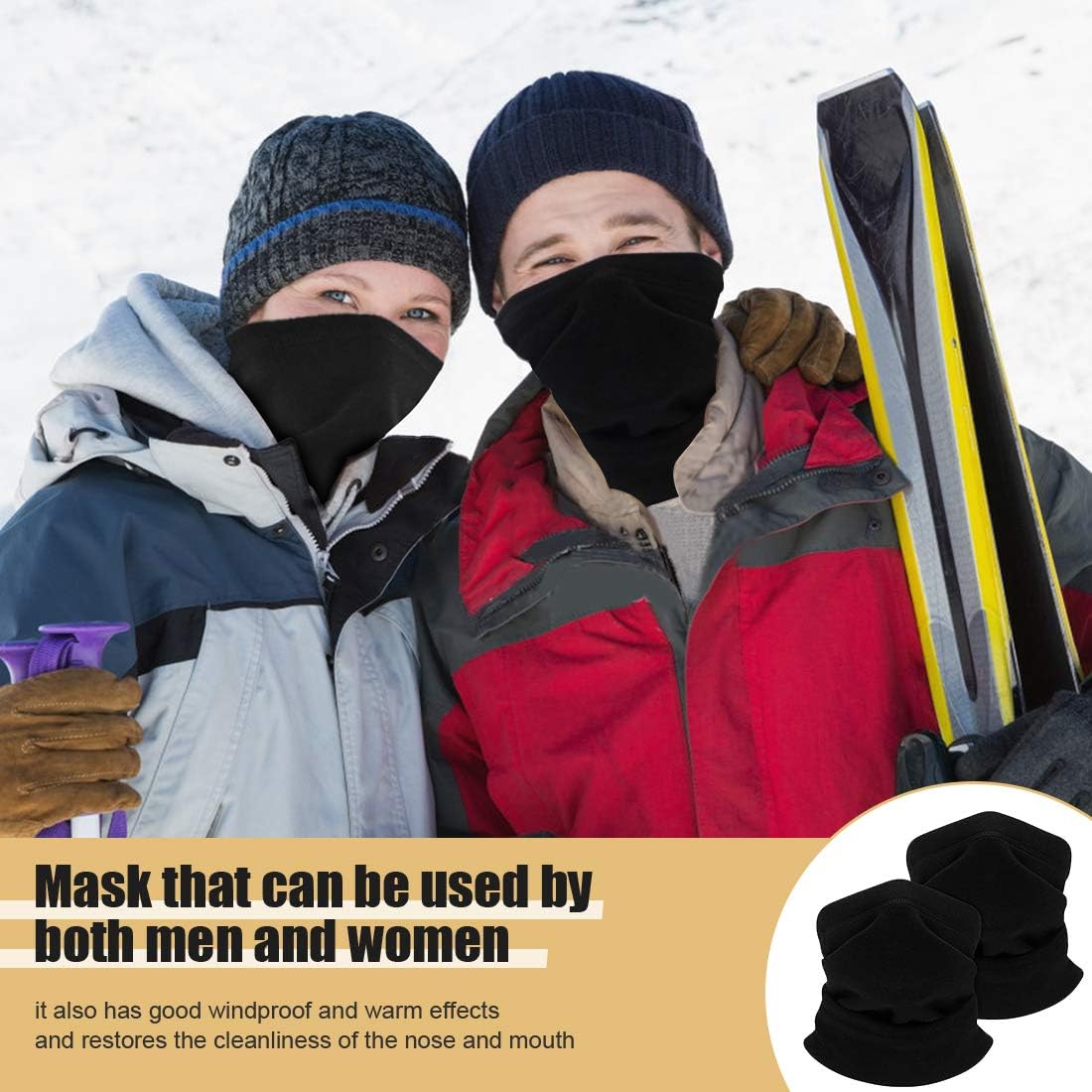 Winter Neck Warmer Fleece Windproof Neck Gaiter Snood for Men Women Cold Weather Face Scarf Headwear for Skiing Running Cycling-6